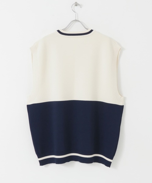 SENSE OF PLACE by URBAN RESEARCH（センスオブプレイスバイアーバンリサーチ）の「『ユニセックス』バイカラークルーネックニットベスト（ベスト・メンズ・ブラック/ネイビー/グリーン・MEDIUM/LARGE）」の7枚目の写真