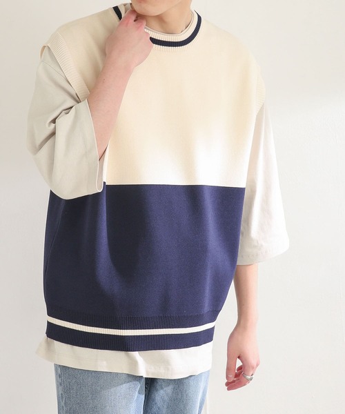 SENSE OF PLACE by URBAN RESEARCH（センスオブプレイスバイアーバンリサーチ）の「『ユニセックス』バイカラークルーネックニットベスト（ベスト・メンズ・ブラック/ネイビー/グリーン・MEDIUM/LARGE）」の19枚目の写真