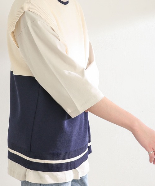 SENSE OF PLACE by URBAN RESEARCH（センスオブプレイスバイアーバンリサーチ）の「『ユニセックス』バイカラークルーネックニットベスト（ベスト・メンズ・ブラック/ネイビー/グリーン・MEDIUM/LARGE）」の20枚目の写真