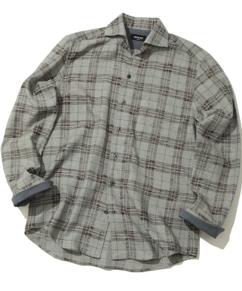 MEN'S BIGI（メンズビギ）の「カスレチェックジャガードカッタウェイスキッパーシャツ（シャツ/ブラウス・メンズ・グレー系その他/トリコロール・01/02/03/04）」の2枚目の写真