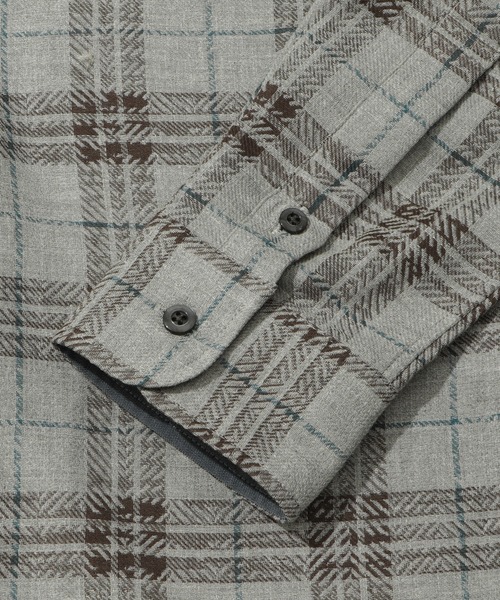 MEN'S BIGI（メンズビギ）の「カスレチェックジャガードカッタウェイスキッパーシャツ（シャツ/ブラウス・メンズ・グレー系その他/トリコロール・01/02/03/04）」の10枚目の写真