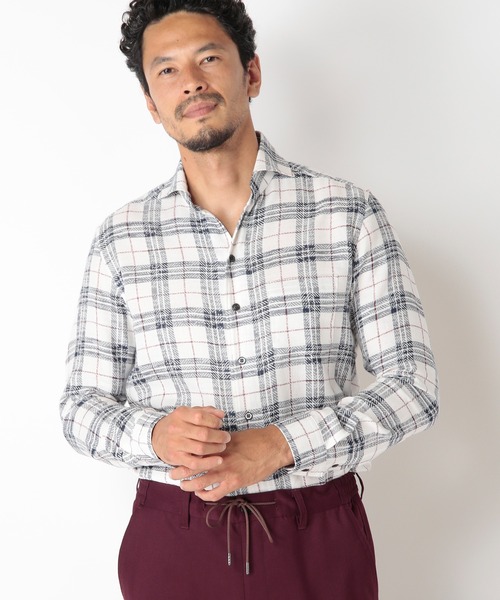 MEN'S BIGI（メンズビギ）の「カスレチェックジャガードカッタウェイスキッパーシャツ（シャツ/ブラウス・メンズ・グレー系その他/トリコロール・01/02/03/04）」の13枚目の写真