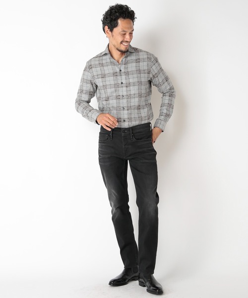 MEN'S BIGI（メンズビギ）の「カスレチェックジャガードカッタウェイスキッパーシャツ（シャツ/ブラウス・メンズ・グレー系その他/トリコロール・01/02/03/04）」の4枚目の写真