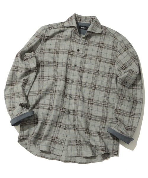 MEN'S BIGI（メンズビギ）の「カスレチェックジャガードカッタウェイスキッパーシャツ（シャツ/ブラウス・メンズ・グレー系その他/トリコロール・01/02/03/04）」の14枚目の写真