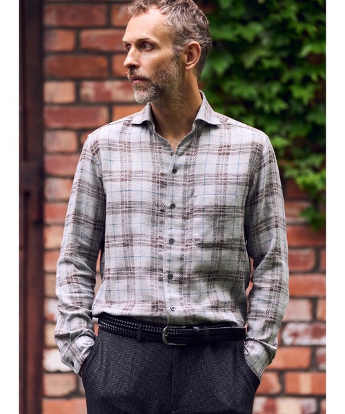 MEN'S BIGI（メンズビギ）の「カスレチェックジャガードカッタウェイスキッパーシャツ（シャツ/ブラウス・メンズ・グレー系その他/トリコロール・01/02/03/04）」の3枚目の写真