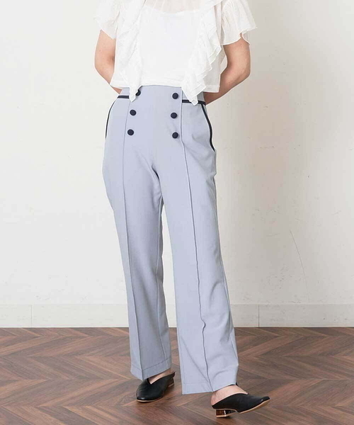 A de a.v.v(アードアー・ヴェ・ヴェ)の「バイカラーパイピングパンツ(その他パンツ・レディース・ライトブルー/ベージュ/ブラック・36/38)」の1枚目の写真