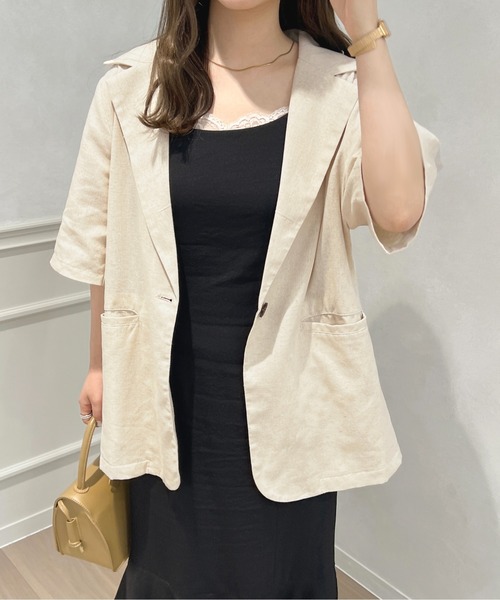 apres jour（アプレジュール）の「リネンライクジャケット【ZOZOTOWN限定アイテム】（テーラードジャケット・レディース・アイボリー/モカ・X-LARGE/フリー）」の16枚目の写真