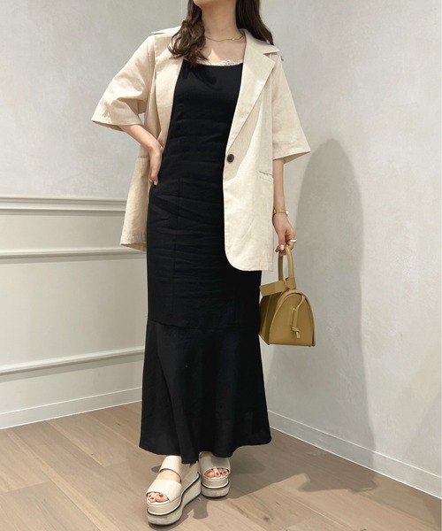 apres jour（アプレジュール）の「リネンライクジャケット【ZOZOTOWN限定アイテム】（テーラードジャケット・レディース・アイボリー/モカ・X-LARGE/フリー）」の8枚目の写真