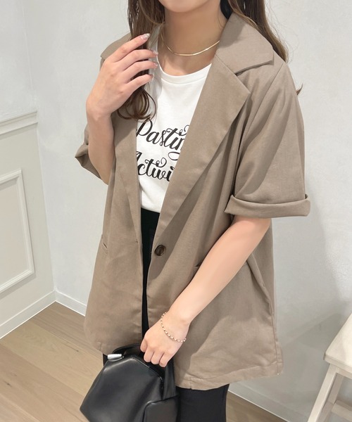 apres jour（アプレジュール）の「リネンライクジャケット【ZOZOTOWN限定アイテム】（テーラードジャケット・レディース・アイボリー/モカ・X-LARGE/フリー）」の17枚目の写真