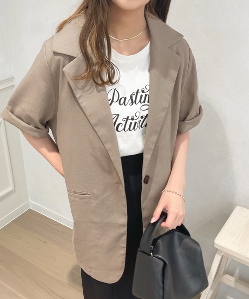 apres jour（アプレジュール）の「リネンライクジャケット【ZOZOTOWN限定アイテム】（テーラードジャケット・レディース・アイボリー/モカ・X-LARGE/フリー）」の15枚目の写真