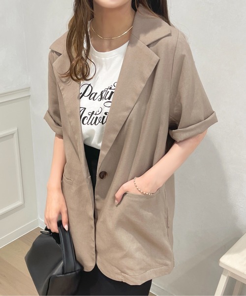 apres jour（アプレジュール）の「リネンライクジャケット【ZOZOTOWN限定アイテム】（テーラードジャケット・レディース・アイボリー/モカ・X-LARGE/フリー）」の20枚目の写真