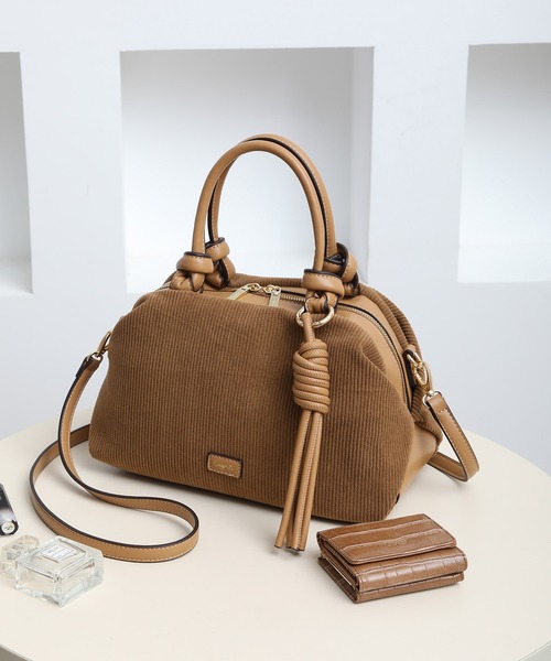 Ungrid(アングリッド)の「【Ungrid/アングリッド】ツイストタッセル コーデュロイ ボストンバッグ(ボストンバッグ・レディース・ブラック/カーキ/グレイッシュベージュ/ブラウン/ベージュ・FREE)」の3枚目の写真