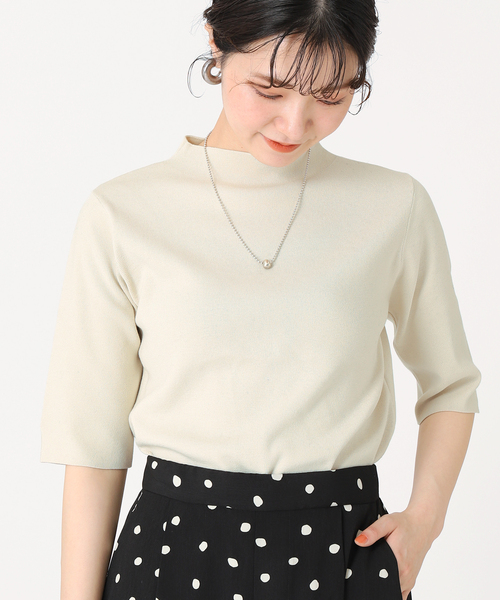 B.C STOCK（ベーセーストック）の「ソウバリ5分袖プルオーバー（ニット/セーター・レディース・ブラック/ネイビー/イエロー/ブルー/ナチュラル・FREE）」の3枚目の写真
