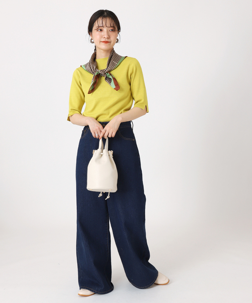 B.C STOCK（ベーセーストック）の「ソウバリ5分袖プルオーバー（ニット/セーター・レディース・ブラック/ネイビー/イエロー/ブルー/ナチュラル・FREE）」の22枚目の写真