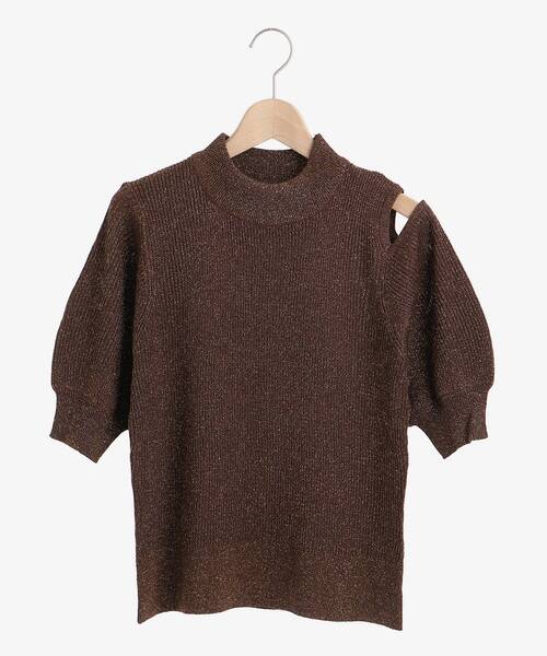 MAJESTIC LEGON（マジェスティックレゴン）の「キラキラアシメ肩あきニット（ニット/セーター・レディース・アイボリー/ベージュ/ブラウン/ブルー・MEDIUM）」の7枚目の写真