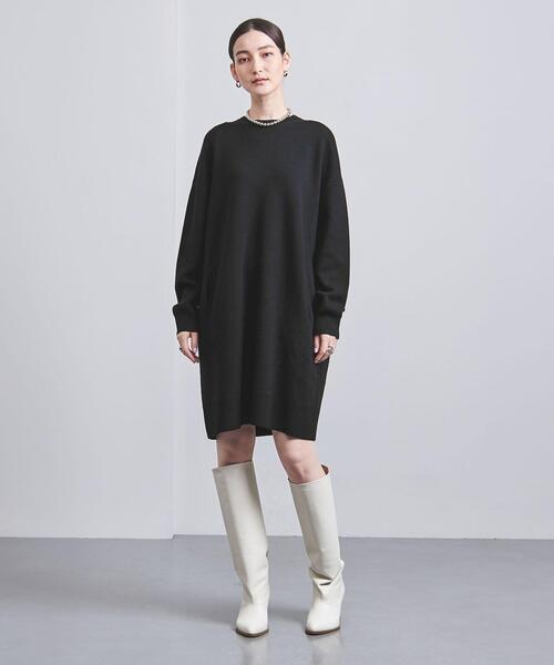 UNITED ARROWS（ユナイテッドアローズ）の「C/CA クルーネック ニットワンピース（ワンピース・レディース・ブラック/モカ・FREE）」の16枚目の写真