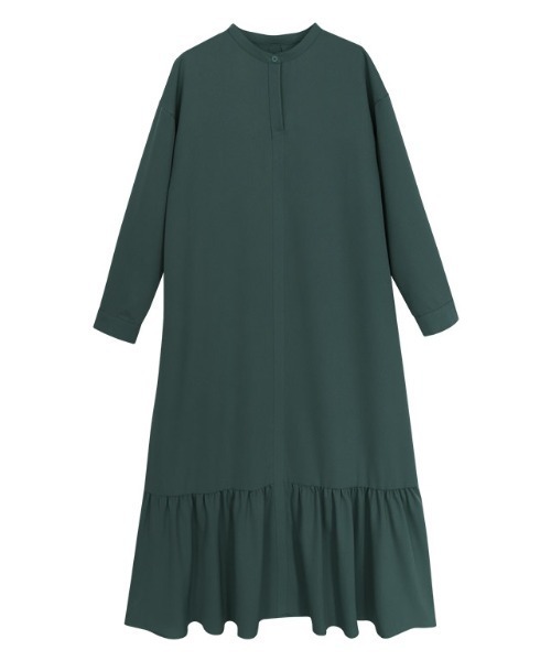 Pierrot（ピエロ）の「バンドカラー裾切り替えワンピース（ワンピース・レディース・ブラック/ブラウン/アイボリー/グリーン系その他/ブルー系その他・M/L/PM）」の16枚目の写真