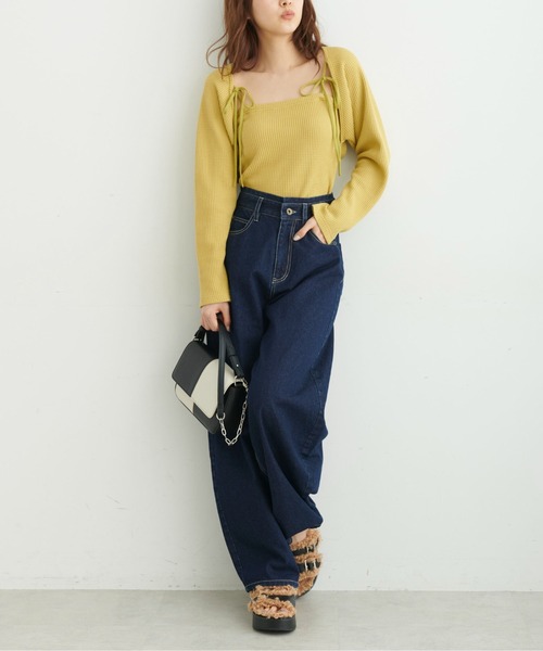 FREE'S MART（フリーズマート）の「◆デニムエッグパンツ（デニムパンツ・レディース・ネイビー/ホワイト/ライトインディゴブルー・SMALL/MEDIUM）」の5枚目の写真