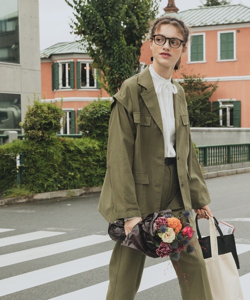 BONLECILL（ボンルシール）の「2wayボウタイリボン スタンドカラーブラウス（シャツ/ブラウス・レディース・ブラック/ネイビー/ブルー/アイボリー/ホワイト系1/ブラック系1/ブラック系2・FREE）」の12枚目の写真