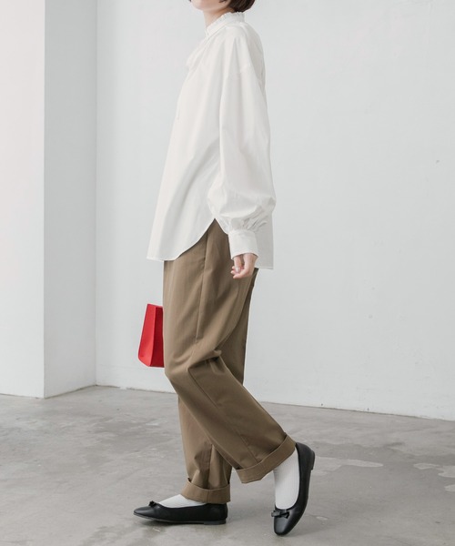 BONLECILL（ボンルシール）の「2wayボウタイリボン スタンドカラーブラウス（シャツ/ブラウス・レディース・ブラック/ネイビー/ブルー/アイボリー/ホワイト系1/ブラック系1/ブラック系2・FREE）」の16枚目の写真