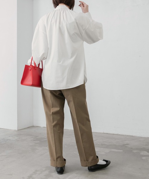 BONLECILL（ボンルシール）の「2wayボウタイリボン スタンドカラーブラウス（シャツ/ブラウス・レディース・ブラック/ネイビー/ブルー/アイボリー/ホワイト系1/ブラック系1/ブラック系2・FREE）」の17枚目の写真