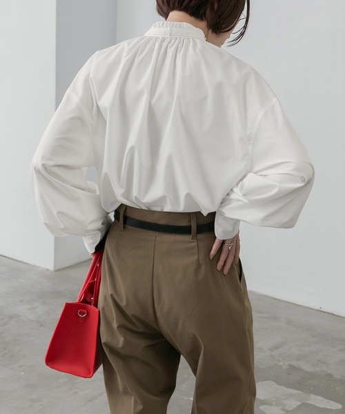 BONLECILL（ボンルシール）の「2wayボウタイリボン スタンドカラーブラウス（シャツ/ブラウス・レディース・ブラック/ネイビー/ブルー/アイボリー/ホワイト系1/ブラック系1/ブラック系2・FREE）」の21枚目の写真