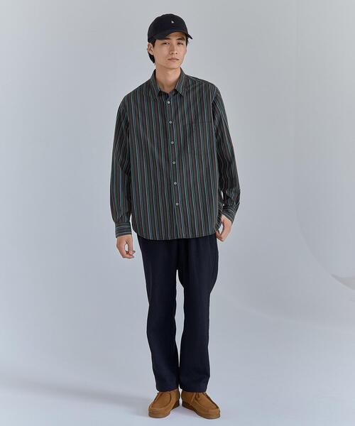 green label relaxing(グリーンレーベルリラクシング)の「コットンWLストライプ ジャストルーズ シャツ -ウォッシャブル-(シャツ/ブラウス・メンズ・ダークグリーン/ベージュ/ダークグレー・S/M/L/XL)」の5枚目の写真