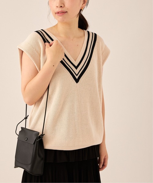 journal standard L'essage（ジャーナルスタンダードレサージュ）の「COラインベスト（ベスト・レディース・ネイビー/アイボリー・FREE）」の2枚目の写真