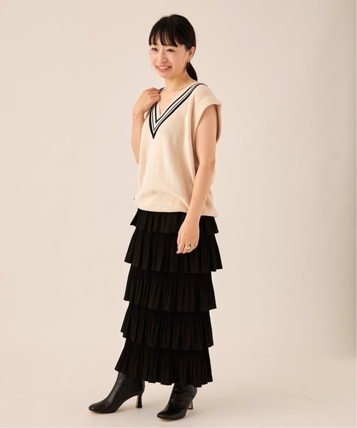 journal standard L'essage（ジャーナルスタンダードレサージュ）の「COラインベスト（ベスト・レディース・ネイビー/アイボリー・FREE）」の9枚目の写真