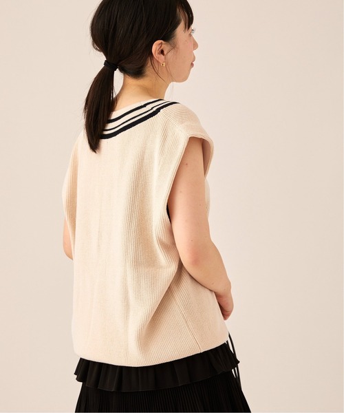 journal standard L'essage（ジャーナルスタンダードレサージュ）の「COラインベスト（ベスト・レディース・ネイビー/アイボリー・FREE）」の6枚目の写真