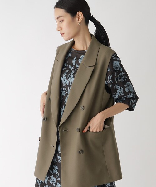 OPAQUE.CLIP（オペークドットクリップ）の「◆ダブルブレスト テーラードベスト【JAPAN FABRIC/WEB限定サイズ】（ベスト・レディース・ブラウン系その他/ダークネイビー・40/38/36）」の16枚目の写真