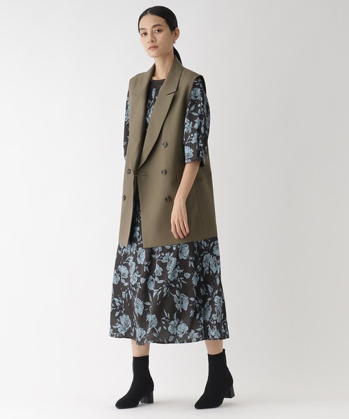 OPAQUE.CLIP（オペークドットクリップ）の「◆ダブルブレスト テーラードベスト【JAPAN FABRIC/WEB限定サイズ】（ベスト・レディース・ブラウン系その他/ダークネイビー・40/38/36）」の3枚目の写真