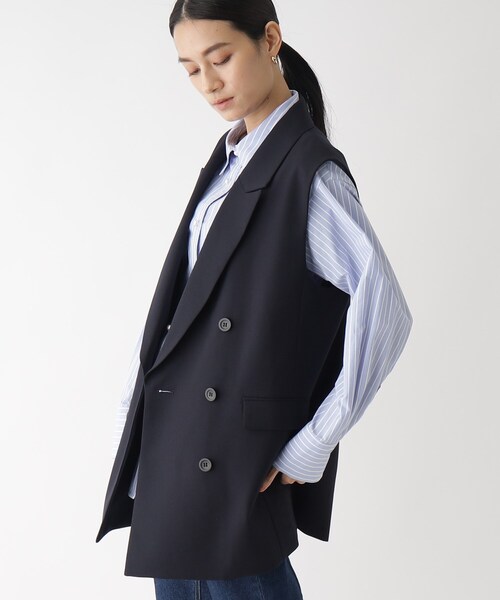 OPAQUE.CLIP（オペークドットクリップ）の「◆ダブルブレスト テーラードベスト【JAPAN FABRIC/WEB限定サイズ】（ベスト・レディース・ブラウン系その他/ダークネイビー・40/38/36）」の5枚目の写真