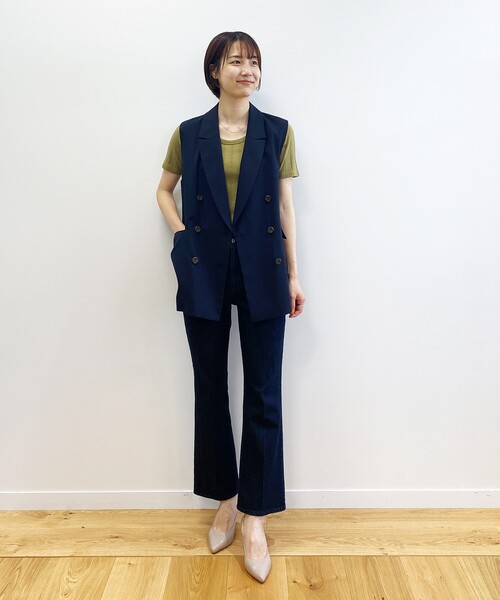 OPAQUE.CLIP（オペークドットクリップ）の「◆ダブルブレスト テーラードベスト【JAPAN FABRIC/WEB限定サイズ】（ベスト・レディース・ブラウン系その他/ダークネイビー・40/38/36）」の6枚目の写真