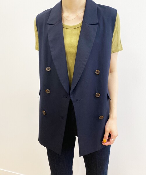 送料無料 ダブルブレスト コットン ＆ リネン ベスト ダブルブレスト リネン100% ベスト - ブラック | ZARA Japan / 日本