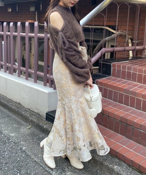 one after another NICE CLAUP（ワンアフターアナザーナイスクラップ）の「上品で華やかな印象。ラッフルマーメイドスカート（スカート・レディース・ブラック/ライトベージュ/グレー系その他/ベージュ系その他・SMALL/MEDIUM）」の22枚目の写真