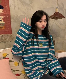 ALTROSE（アルトローズ）の「ロンT 　マルチボーダーワッペン（Tシャツ/カットソー）」