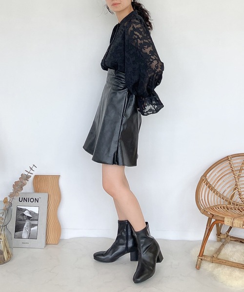 AS KNOW AS plus（アズノゥアズプラス）の「♪フェイクレザー マーメイドスカートパンツ（スカート・レディース・アイボリー/ブラック/ブラウン・FREE）」の5枚目の写真