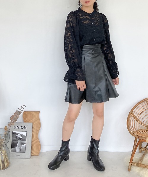 AS KNOW AS plus（アズノゥアズプラス）の「♪フェイクレザー マーメイドスカートパンツ（スカート・レディース・アイボリー/ブラック/ブラウン・FREE）」の6枚目の写真