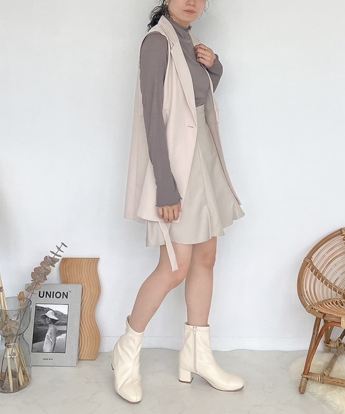 AS KNOW AS plus（アズノゥアズプラス）の「♪フェイクレザー マーメイドスカートパンツ（スカート・レディース・アイボリー/ブラック/ブラウン・FREE）」の12枚目の写真