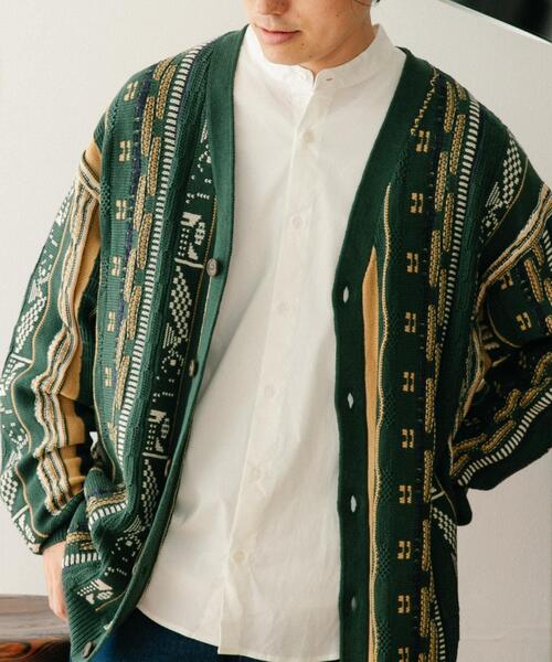 ITEMS URBANRESEARCH（アイテムズ アーバンリサーチ）の「マルチジャカード ニットカーディガン（カーディガン/ボレロ・メンズ・ブラック/ネイビー/グリーン・MEDIUM/LARGE）」の3枚目の写真