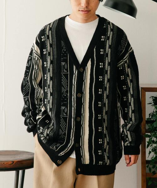 ITEMS URBANRESEARCH（アイテムズ アーバンリサーチ）の「マルチジャカード ニットカーディガン（カーディガン/ボレロ・メンズ・ブラック/ネイビー/グリーン・MEDIUM/LARGE）」の19枚目の写真