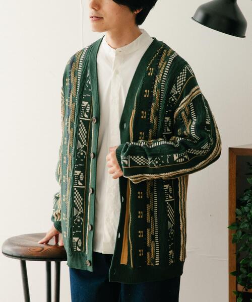 ITEMS URBANRESEARCH（アイテムズ アーバンリサーチ）の「マルチジャカード ニットカーディガン（カーディガン/ボレロ・メンズ・ブラック/ネイビー/グリーン・MEDIUM/LARGE）」の8枚目の写真