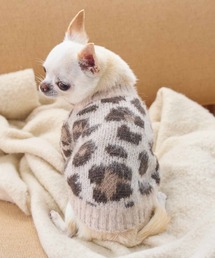 【DOG】リンクコーデ/レオパードジャガードニット