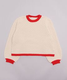 Per sist ence/パーシエンス ポップコーン風編み配色クロップドニット