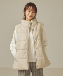 abahouse mavie | フェイクレザーナイロン中綿ベスト(ダウンベスト)