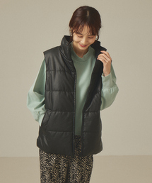 abahouse mavie | フェイクレザーナイロン中綿ベスト(ダウンベスト)