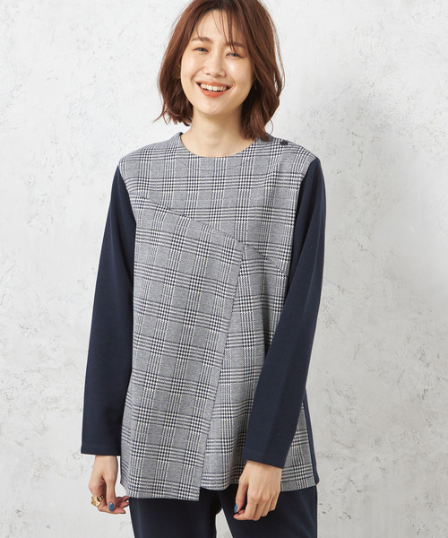 DECOY SINCE 1981(デコイシンスイチキュウハチイチ)の「チェックジャガードチュニック(Tシャツ/カットソー・レディース・グレー/ネイビー/ベージュ・L/M/LL)」の3枚目の写真