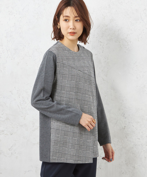 DECOY SINCE 1981(デコイシンスイチキュウハチイチ)の「チェックジャガードチュニック(Tシャツ/カットソー・レディース・グレー/ネイビー/ベージュ・L/M/LL)」の2枚目の写真