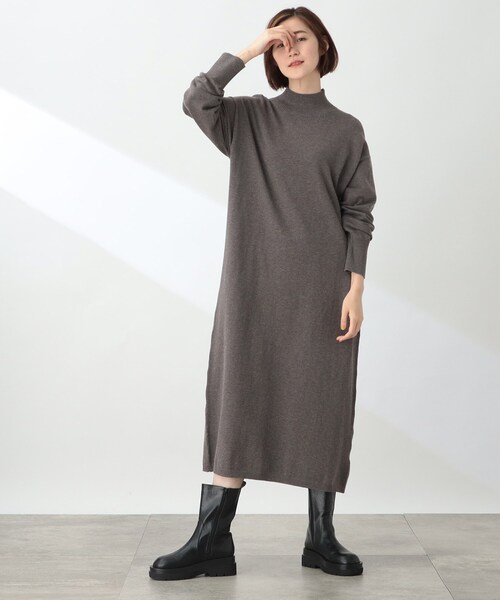 THE SHOP TK （ザ ショップ ティーケー ）の「◆【洗える】ハイネックロングニットワンピース/CLUEL 11月号掲載（ワンピース・レディース・ピンク系/グリーン/ブラウン系/ブラック・12）」の3枚目の写真